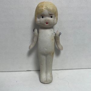 Antique Frozen Charlotte Bisque Girl Doll Japan 3” 100+ years old